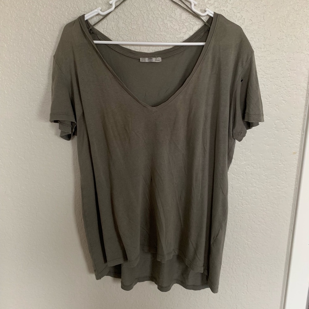 Green v-neck from Zara
